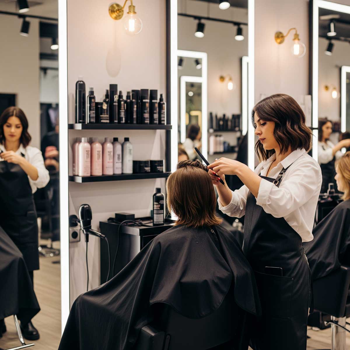 Customer receiving a salon service at a local beauty business
