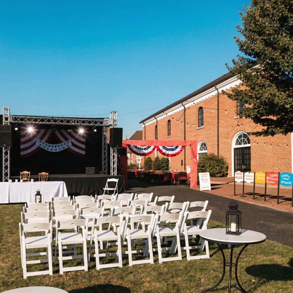 Event venue prepared for a local celebration