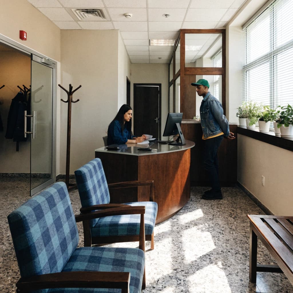 Healthcare clinic reception area ready for local patients