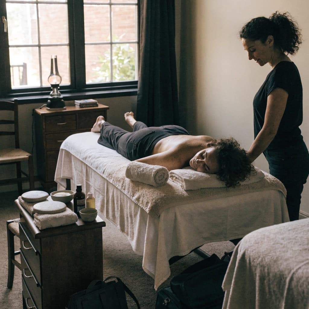 Massage therapy setup at a local wellness business