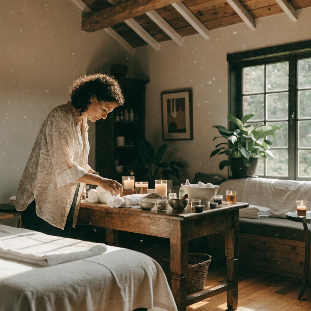 Local spa owner preparing a calm wellness experience
